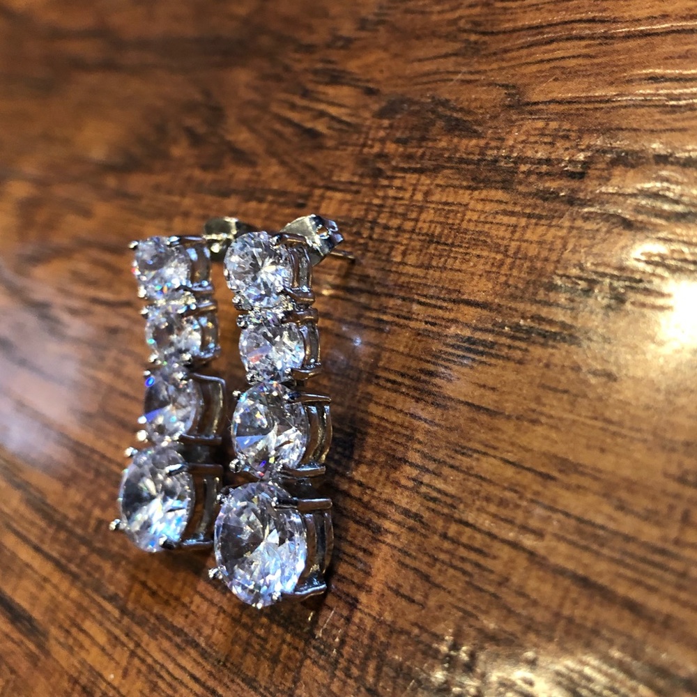 NEW white sapphire diamond estate bridal fancy dangle carat earrings
